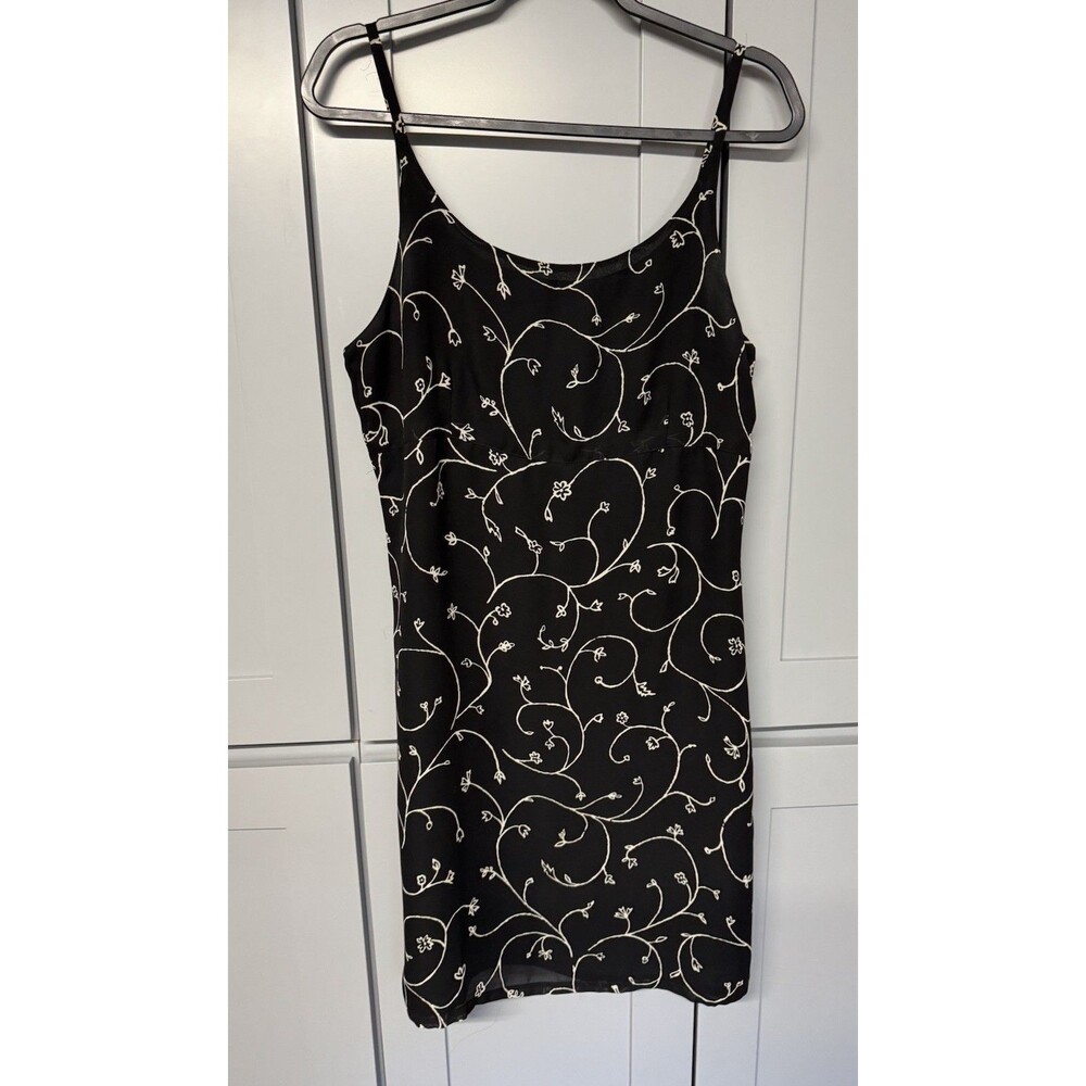 Vtg Old Navy Y2K Dress Womens Black Slip Mini Sleeveless Grunge Milkmaid Bust